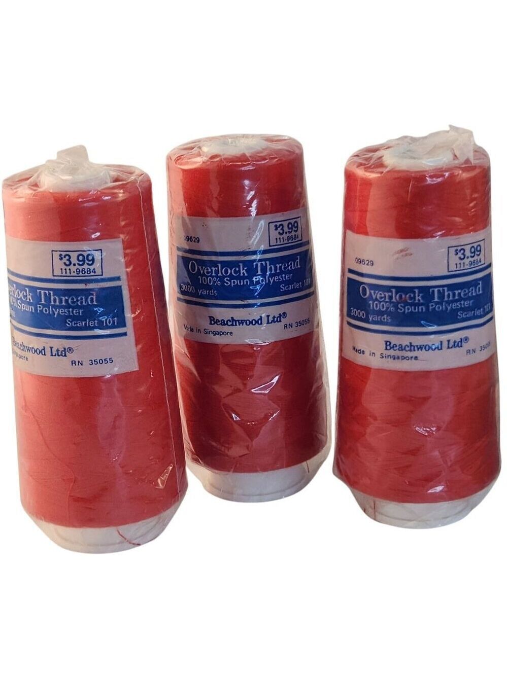 Red Overlock Thread Scarlet 101 100% Spun Polyester 3000 Yards Pack Of 3